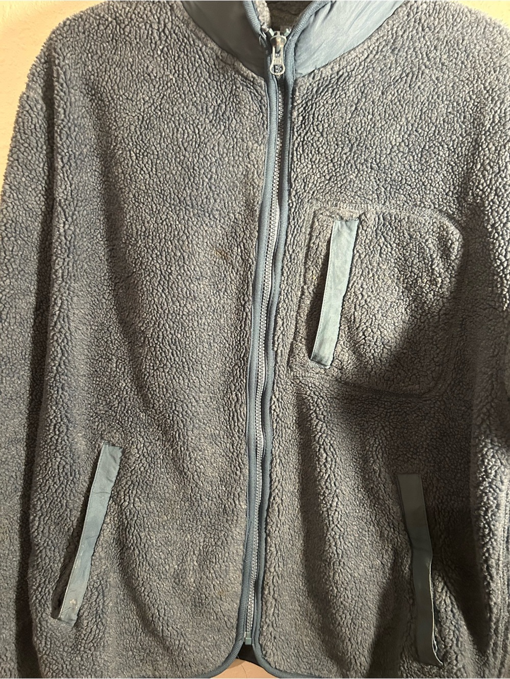 Vintage 90s American Eagle Deep Pile Sherpa Fleece Jacket Men's Medium Gray